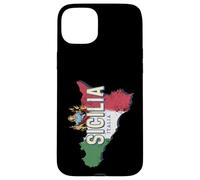 Carcasa para iPhone 15 Plus Sicilia y Bandera Italia Región Retro Mapa Vintage Souvenir