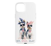 Carcasa para iPhone 15 Plus Sit Stay Slay, Divertido Yorkie, Lindo y Atrevido Amante de los Perros