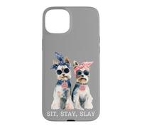 Carcasa para iPhone 15 Plus Sit Stay Slay, Divertido Yorkie, Lindo y Atrevido Amante de los Perros