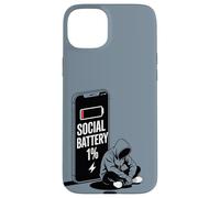 Carcasa para iPhone 15 Plus Social Battery 1% - Funny Introvert Personality Humor