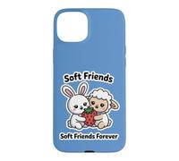 Carcasa para iPhone 15 Plus Soft Friends Forever, Linda Amistad Entre Conejo y Cordero