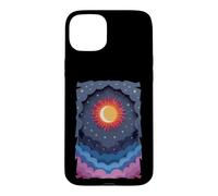 Carcasa para iPhone 15 Plus Sol Luna Estrellas Noche Nubes Suave Celestial Cosmos Cielo