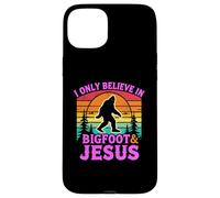 Carcasa para iPhone 15 Plus Solo Creo en el Divertido Dios Retro de Bigfoot y Jesús, Sasquatch