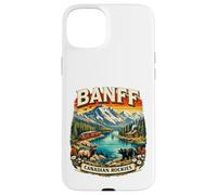 Carcasa para iPhone 15 Plus Souvenir del Parque Nacional Retro Mountain Scenic de Banff, Canadá