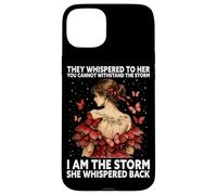 Carcasa para iPhone 15 Plus Soy la tormenta, Ella susurró, Mariposa, inspiradora