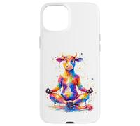 Carcasa para iPhone 15 Plus Splash Art Cow Meditating Yoga Workout Meditation Meditate