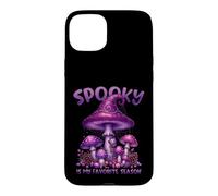 Carcasa para iPhone 15 Plus Spooky Is My Favorite Season - Champiñón Morado de Halloween