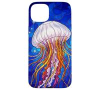 Carcasa para iPhone 15 Plus Stained Glass Jellyfish Mosaic Art Ocean Creature