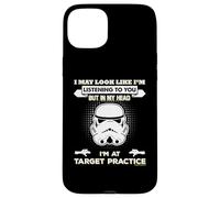 Carcasa para iPhone 15 Plus Stormtrooper In My Head I'm At Target Lema de práctica