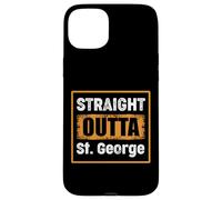 Carcasa para iPhone 15 Plus Straight Outta St. George Utah USA Retro Envejecido Vintage