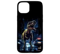 Carcasa para iPhone 15 Plus T-Rex Dinosaur Roaring City at Night Graphic Design Japanese