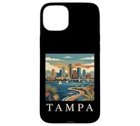 Carcasa para iPhone 15 Plus Tampa Florida Retro Vintage Skyline Bay Waterfront Atardecer