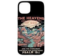 Carcasa para iPhone 15 Plus The Heavens Declare Glory of God Salmo 19:1 Vintage Hiker
