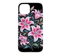 Carcasa para iPhone 15 Plus Tiger Lilies Blue White Pink Summer Spring Flowers Lily Buds