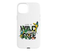 Carcasa para iPhone 15 Plus Tropical Macaw Parrots Jungle Nature Bird Design Life Quotes