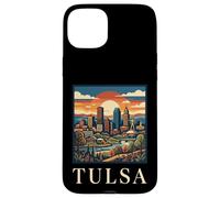 Carcasa para iPhone 15 Plus Tulsa Oklahoma Retro Vintage Horizonte Río Art Deco Monumento
