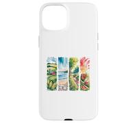 Carcasa para iPhone 15 Plus Verano al Aire Libre Acuarela escenas Granja Playa Parque