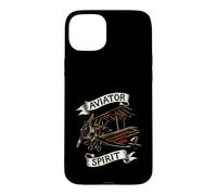 Carcasa para iPhone 15 Plus Vintage Biplane Aviator Spirit Retro Airplane Pilot