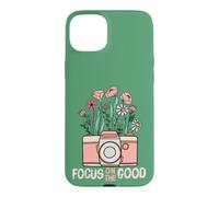 Carcasa para iPhone 15 Plus Vintage Focus On The Good Wildflower Camera Happy Thoughts