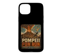 Carcasa para iPhone 15 Plus Vintage Pompeya Diversión Run Antigua Roma Volcán Erupción Humor
