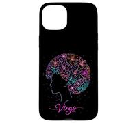 Carcasa para iPhone 15 Plus Virgo Floral Afro Negro Melanina Signo del Zodiaco Astrología