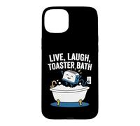 Carcasa para iPhone 15 Plus Vivir, reír, Tostadora Baño -Fun Diciendo Novedad Sarcástica Meme