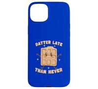 Carcasa para iPhone 15 Plus Waffle Pun Bateador Late Than Never Humor Foodie