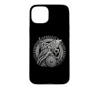 Carcasa para iPhone 15 Plus Walhalla Wolf Escudo Vikingo Runas Mitología nórdica