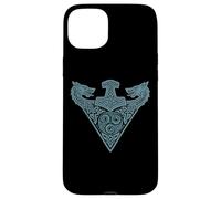 Carcasa para iPhone 15 Plus Walhalla Wolf Odins Hammer Thor Triquetra Símbolo Vikingo