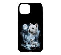 Carcasa para iPhone 15 Plus West Highland White Terrier Howling to The Moon Retro 90