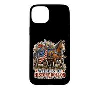 Carcasa para iPhone 15 Plus Wheels of History - Carro con Bandera Estadounidense