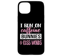 Carcasa para iPhone 15 Plus Womens Girls I Run On Bunnies & Caffeine Bunny Lover