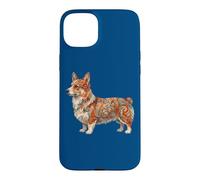 Carcasa para iPhone 15 Plus Womens Girls Kids Folk Art Illustration Corgi Dog Lover