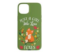 Carcasa para iPhone 15 Plus Womens Kids Fall Leaves Boho Just A Girl Who Loves Foxes