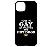Carcasa para iPhone 15 Plus Yeah I'm Gay Got A Yearning for Hot Dogs Funny Meme LGBTQ