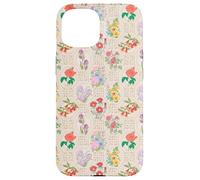 Carcasa para iPhone 15 Preppy Floral on Chinoiserie Trellis en Crema, Bronceado Claro