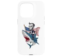 Carcasa para iPhone 15 Pro Abraham Lincoln Riding A Shark - Gráfico patriótico del 4 de Julio