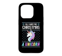 Carcasa para iPhone 15 Pro All I Want For Christmas Is A Unicorn Ugly Sweater Christmas Fun