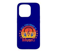 Carcasa para iPhone 15 Pro All You Need Is Music Retro Auriculares Clave de Sol