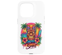 Carcasa para iPhone 15 Pro Aloha Spirit Tiki Art | Playa de Surf en Isla Tropical de Hawái