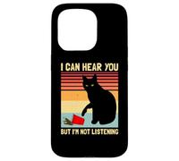 Carcasa para iPhone 15 Pro Amante del café con Forma de Gato Negro Divertido, Vintage, «No Estoy Escuchando»