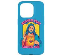 Carcasa para iPhone 15 Pro Anime Manga Jesús Sagrado Corazón Cristiano Retro Pop Art Azul