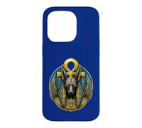 Carcasa para iPhone 15 Pro Anubis Jackal God Ankh Arte del Mito Egipcio Antiguo