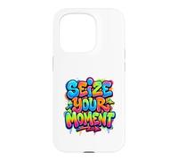 Carcasa para iPhone 15 Pro Aprovecha tu Momento Retro Estética Vibrante