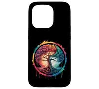 Carcasa para iPhone 15 Pro Árbol de la Vida Naturaleza Colorida Yin Yang Zen Yoga Meditación