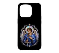 Carcasa para iPhone 15 Pro Arcángel Miguel Manto Azul Arte Sagrado Devocional