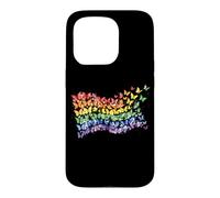 Carcasa para iPhone 15 Pro Arco Iris Bandera Mariposas Gay Orgullo Mes Arte Homosexualidad