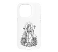 Carcasa para iPhone 15 Pro Arte de línea curativa de Llama Sagrada de la Diosa Celta brígida