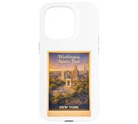 Carcasa para iPhone 15 Pro Arte Retro de Viaje aéreo de la Ciudad de Nueva York Washington Square Park