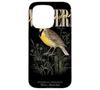 Carcasa para iPhone 15 Pro Arte Vintage de observación de Aves de Western Meadowlark Love Birds